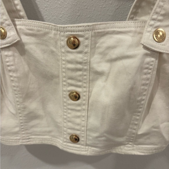 Michael Kors Women's Cream Cropped Button-Front Tank Top size Small - Picture 5 of 8